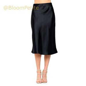 High Waist Silky Satin Midi Skirt Elastic Casual Flared